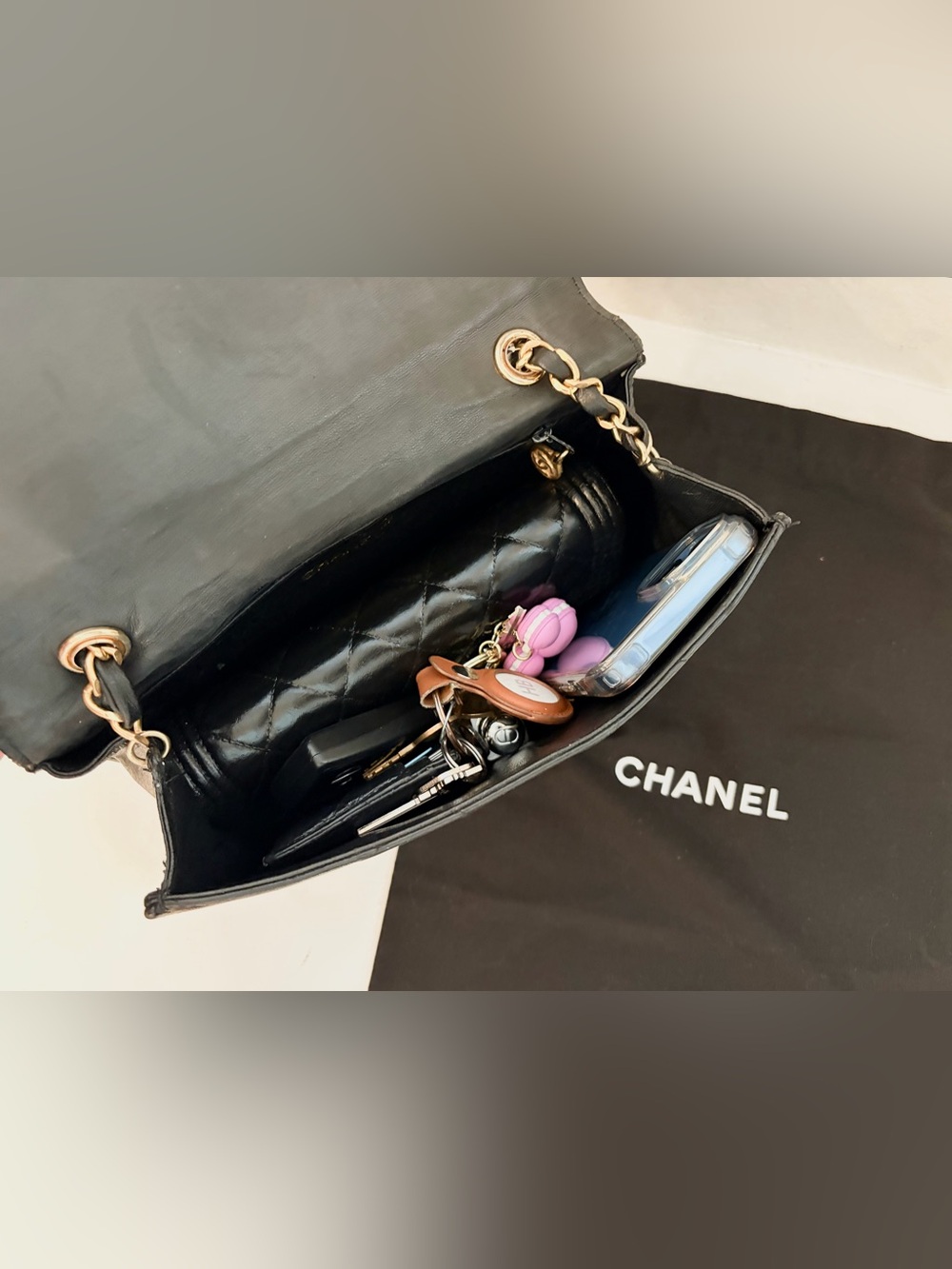 Auth CHANEL Quilted CC Matelasse Lambskin Leather 24K Single Flap Bag - Picture 12 of 16